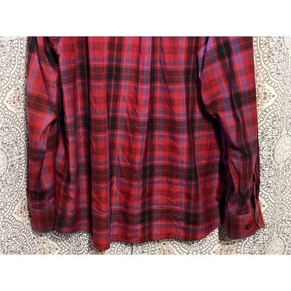 Dixxon Mens Red & Black Plaid Long Sleeve Flannel Shirt 2X Snap Buttons - Picture 7 of 11